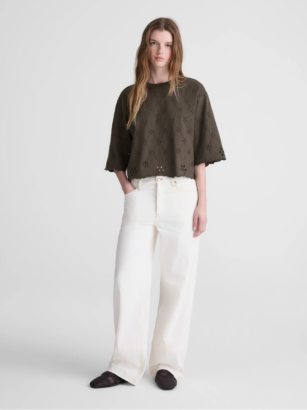 Madewell The Embroidered Boxy Crop Tee in Allday Jersey - Picture 2 of 8